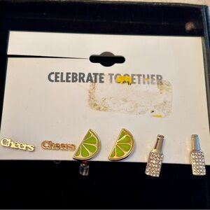 New -Cheers Earring Set with Lime and Bottle Designs -3 pair